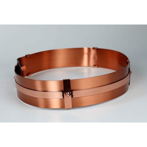 Vintage RENOIR COPPER Rose Gold Wide Riveted Corset Mesh Buckle Belt Size M